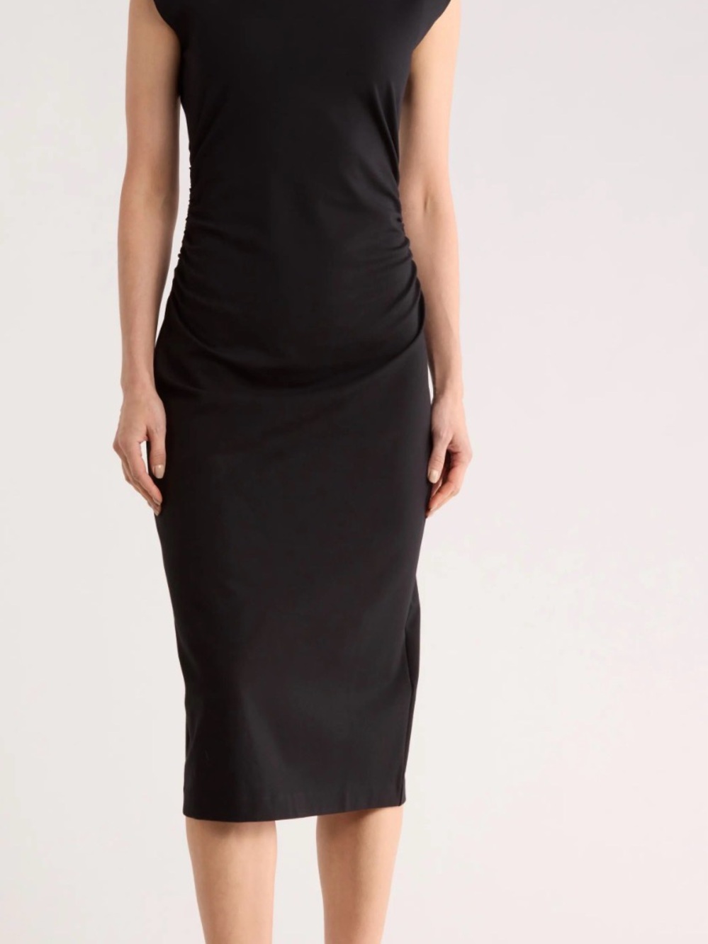 Dkny Black Cap-Sleeve Midi Dress - Picture 3 of 9